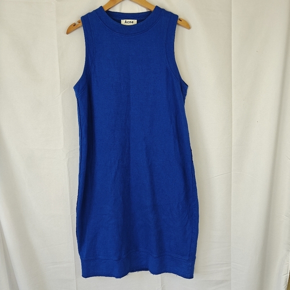 Acne Studios Gilda Sleeveless Mini Royal Blue Dress Linen Cotton Blend Size M - Picture 5 of 13